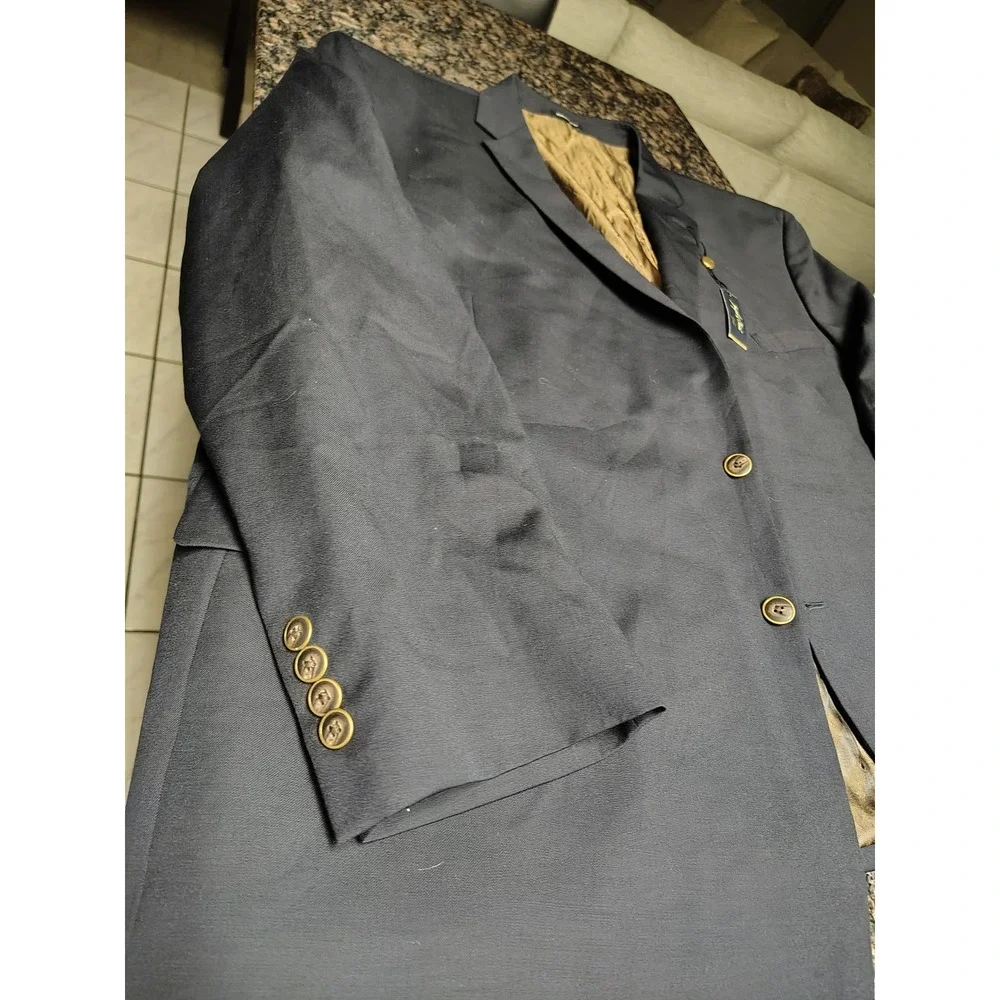 Joseph & Feiss Gold Navy Blue Blazer Classic Fit Two Button Sport Coat Mens